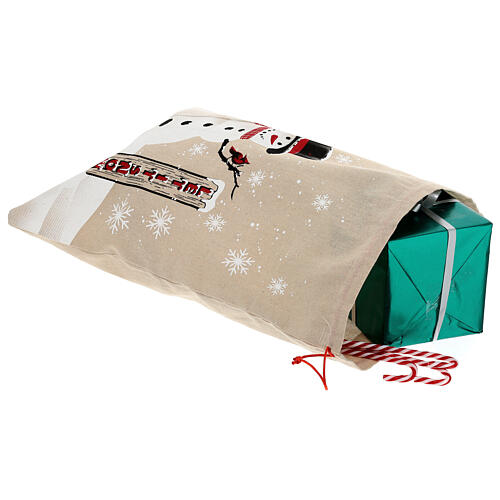 Fabric Christmas gift bag snowman 50 cm 3