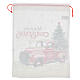 Fabric bag for gifts with red truck and Christmas tree 20x16 in s4