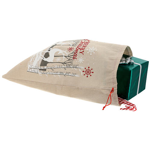 Christmas gift sack Reindeers with trees fabric 50x40 cm 3