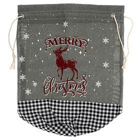 Christmas gift sack grey Reindeer 70x60 cm