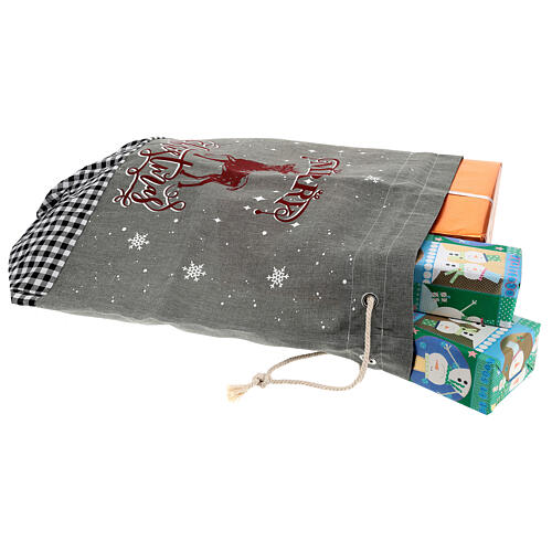 Christmas gift sack grey Reindeer 70x60 cm 3