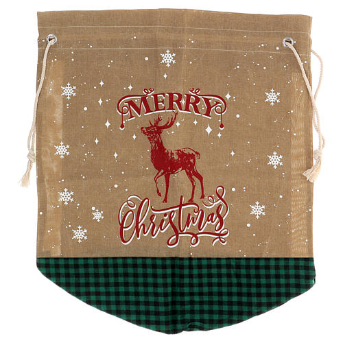 Fabric bag for presents with a reindeer 28x24 in 1