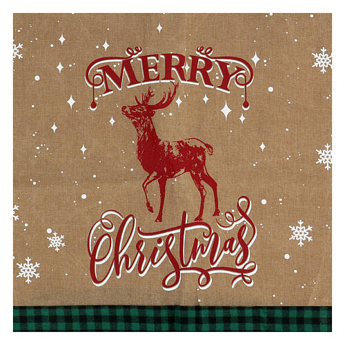 Saco Pai Natal Merry Christmas tecido bege escuro 70x60 cm 2