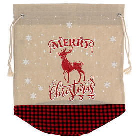 Christmas sack for gifts Reindeer decor beige 70x60 cm