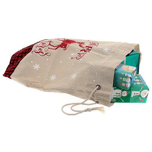 Christmas sack for gifts Reindeer decor beige 70x60 cm 3