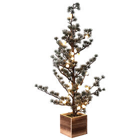 Schneebedeckter Tannenbaum mit 40 warmweißen LEDs, 80 cm