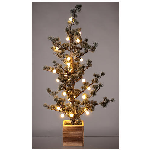 Árvore de Natal pinheiro nevado 80 cm 40 luzes LED branco quente 1