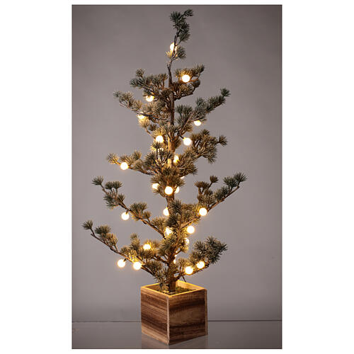 Árvore de Natal pinheiro nevado 80 cm 40 luzes LED branco quente 4