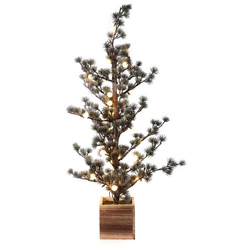Árvore de Natal pinheiro nevado 80 cm 40 luzes LED branco quente 5
