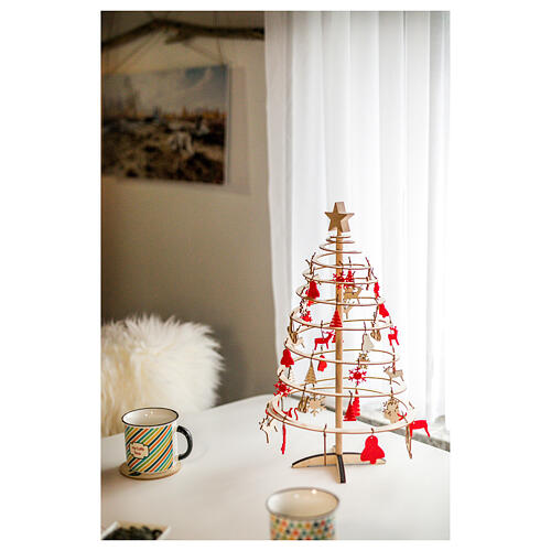 Árbol de Navidad SPIRA Mini y set decoración madera 42 cm 7
