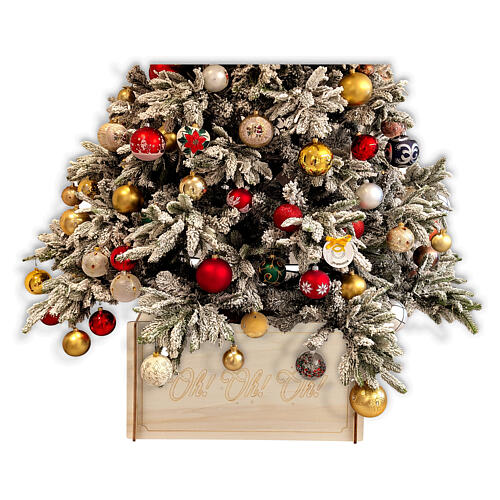 Natural wood Christmas tree collar 'Oh! Oh! Oh!' 45x45cm Moranduzzo 2