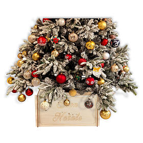 Natural wood tree collar 'Merry Christmas' 45x45cm Moranduzzo