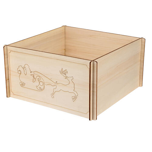 Copribase renna e slitta 45x45 cm legno naturale Moranduzzo 2
