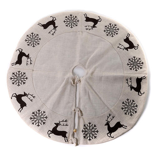 Christmas tree skirt with snoflakes and reindeers d. 47 in 1