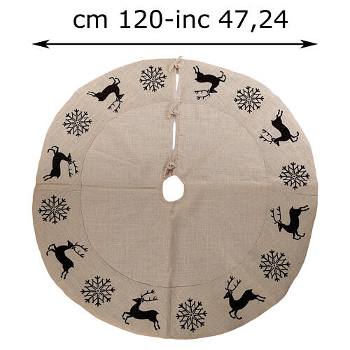 Funda para base Árbol Navidad ciervo copos de nieve diám 120 cm 3