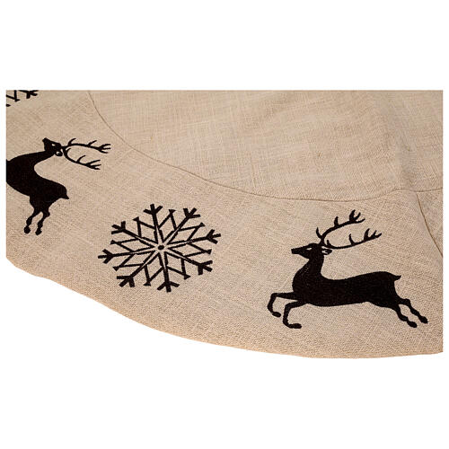 Funda para base Árbol Navidad ciervo copos de nieve diám 120 cm 4