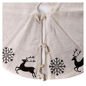 Christmas tree skirt cover deer snowflakes diam. 120cm