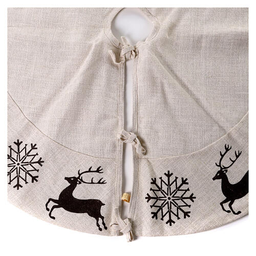 Christmas tree skirt cover deer snowflakes diam. 120cm 2