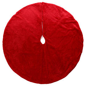 Red plush Christmas tree skirt, 50 in