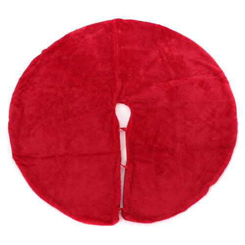 Cache-pied pour Sapin de Noël rouge peluche 120 cm 1