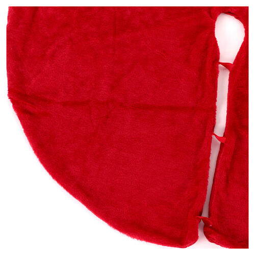 Cache-pied pour Sapin de Noël rouge peluche 120 cm 2