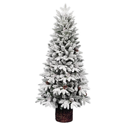 Artificial pine Christmas tree 150 cm with snow-covered PVC vase 1