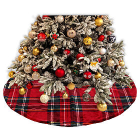 Couvre-pied sapin de Noël motif tartan 100 cm