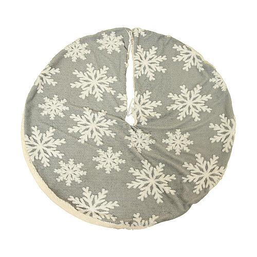 Christmas tree skirt with snowflakes, white and grey, 40 in 1