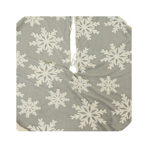 Funda para base árbol de Navidad copos de nieve 100 cm blanco gris 2