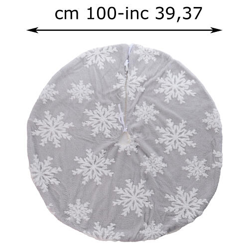 Funda para base árbol de Navidad copos de nieve 100 cm blanco gris 3