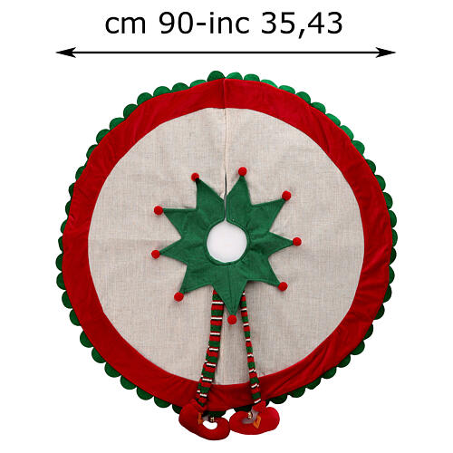 Christmas tree skirt cover elf diameter 90 cm 3