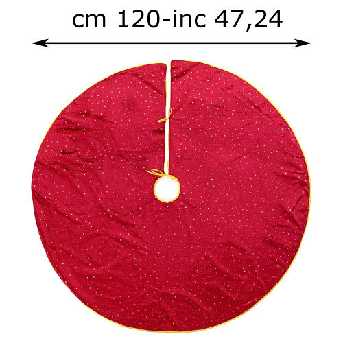 Burgundy velvet Christmas tree skirt, diam. 47 in 3