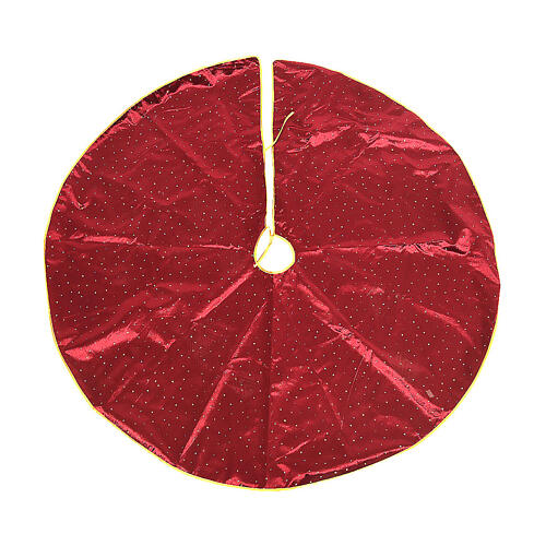 Okrycie na stojak choinki z aksamitu, bordowy, śr. 120 cm 1