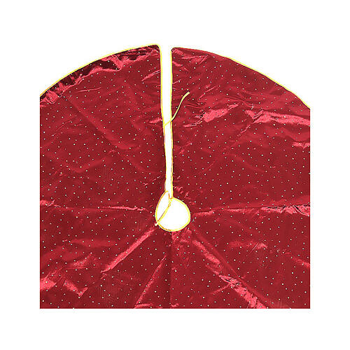 Okrycie na stojak choinki z aksamitu, bordowy, śr. 120 cm 2