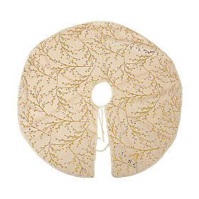 White and gold Christmas tree skirt, polyester, diam. 35 in