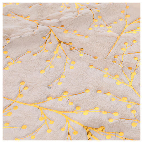 White and gold Christmas tree skirt, polyester, diam. 35 in 4