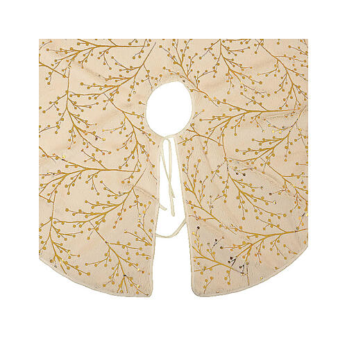 Christmas tree skirt cover in white and gold polyester, diameter 90 cm 2