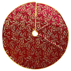 Christmas tree skirt of burgundy velevet, diam. 47 in