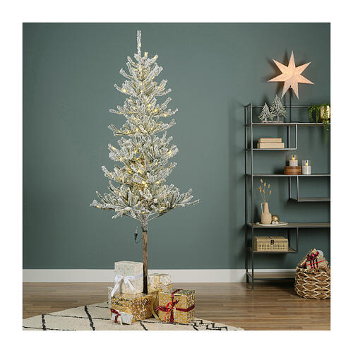 Albero di Natale 110 LED innevato 180 cm pvc 2