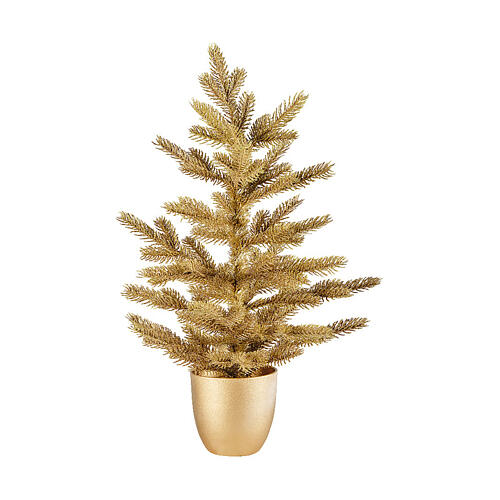Árvore de Natal cor de ouro polietileno 60 cm com vaso 1