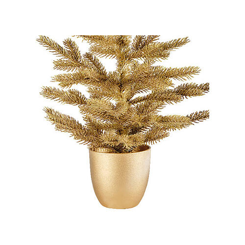 Árvore de Natal cor de ouro polietileno 60 cm com vaso 3