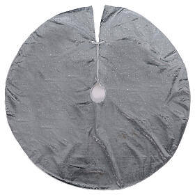 Silver Christmas tree skirt of 47 in of diameter