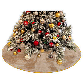 Golden Christmas tree skirt of 47 in of diameter