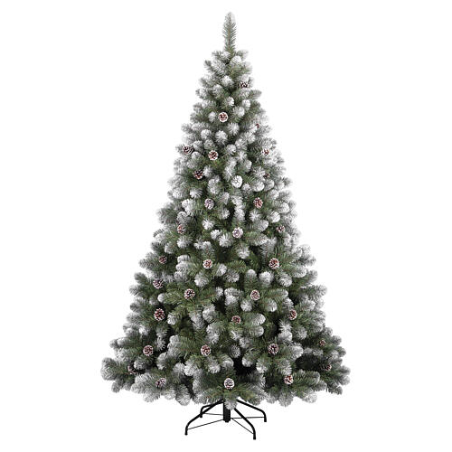 Sapin de Noël Barberino 180 cm pommes de pin pointes blanches pvc 1