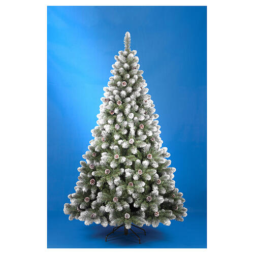 Sapin de Noël Barberino 180 cm pommes de pin pointes blanches pvc 2