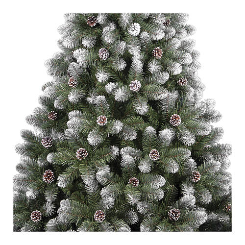 Sapin de Noël Barberino 210 cm pvc pointes enneigées pommes de pin 3