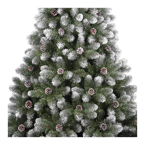 Albero Natale Barberino cm 210 pvc punte innevate pigne 3