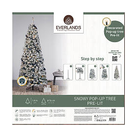 Pop-up Christmas tree, snowy finish and LED lights, 70 in