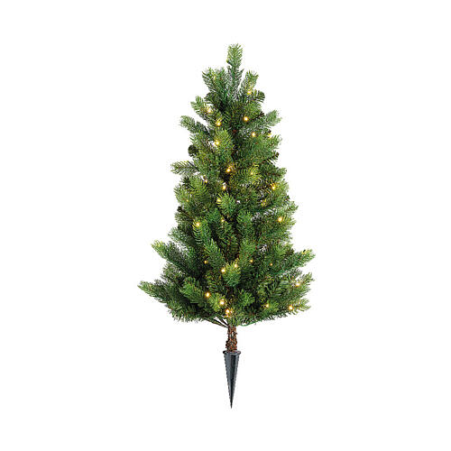 Sapin à planter illuminé 80 LEDs énergie solaire 90x52 cm 2