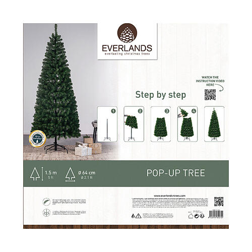 Pop-up Christmas tree of 60 in, green PVC 2